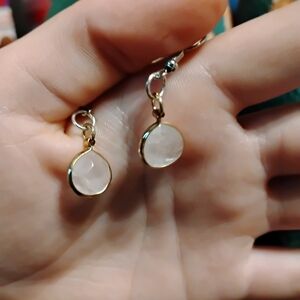 Handmade adorable light pink faux stone dainty tear drop earrings
